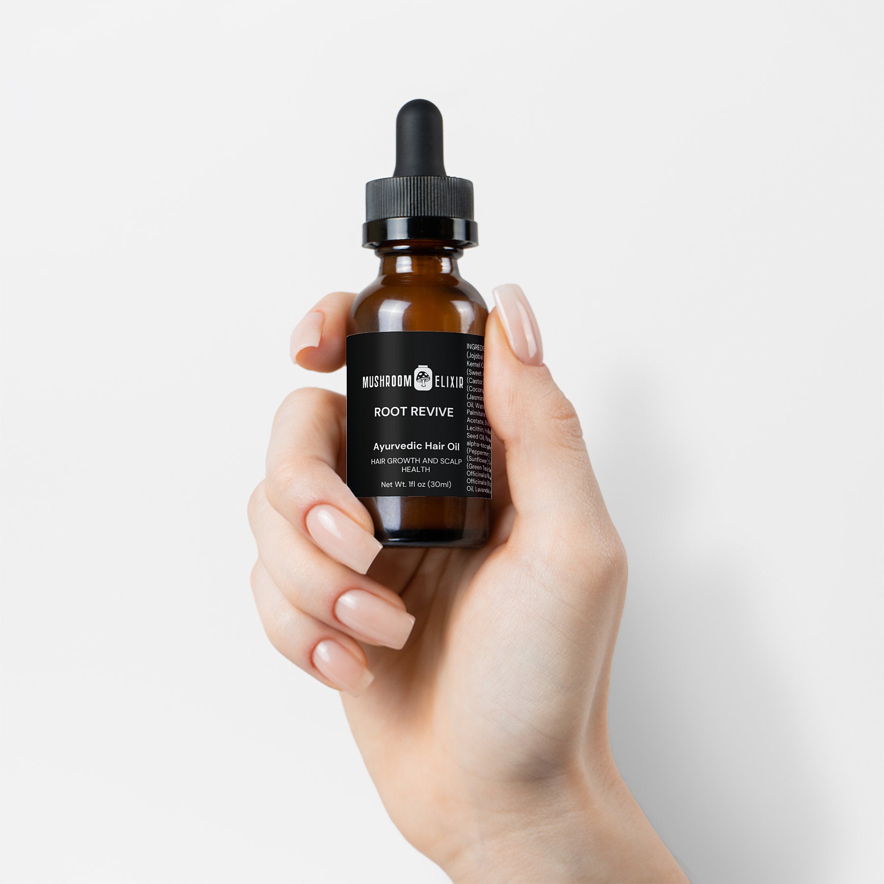 MushroomElixir Root Revive Hair Oil supplement facts and natural ingredients