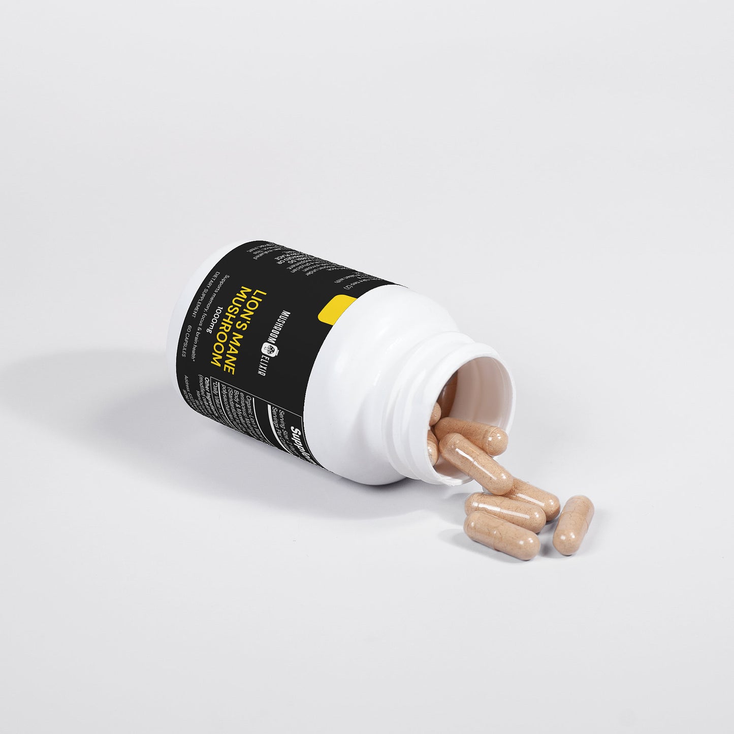 Organic Lions Mane mushroom extract supplement facts label