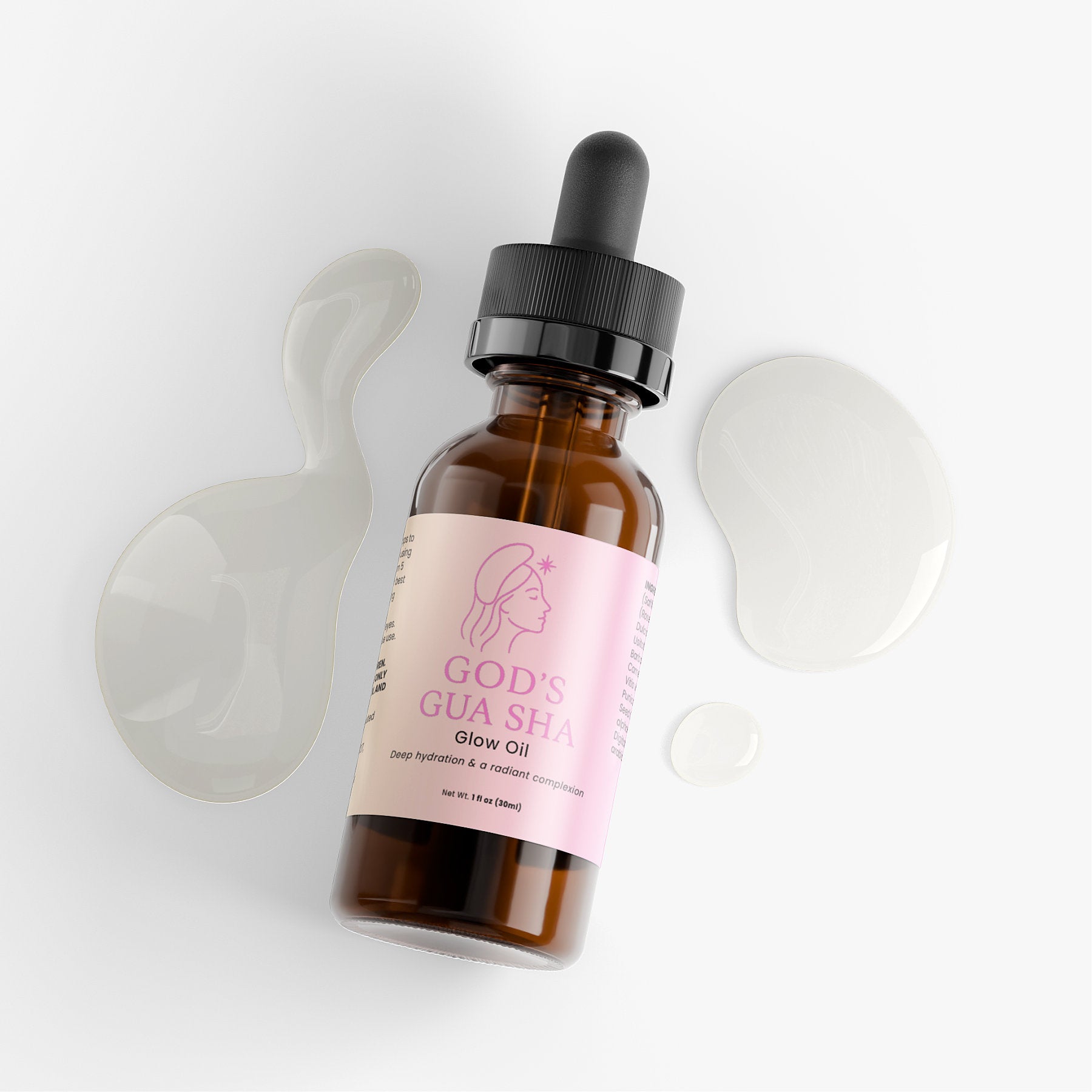 MushroomElixir Gua Sha Glow Oil facial oil front label for radiant skin