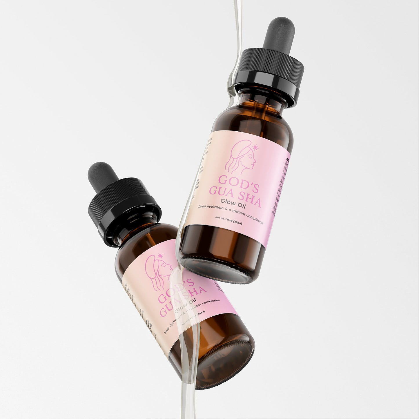 MushroomElixir Gua Sha Glow Oil bottle side view with usage directions